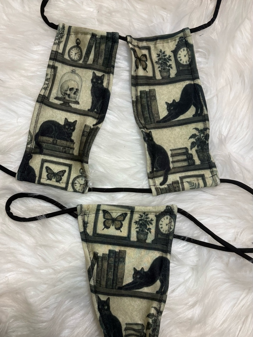 Cat Print Pet Harness Cover - Black on Cream